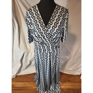 Jolie Moi Size 16 Geometric Blue S/S Dress